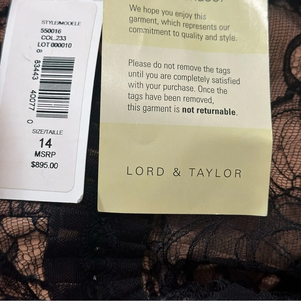 Badgley Mischka Vintage NWT Size 14 Black Lace Rhinestone Formal Strapless Gown - Image 9