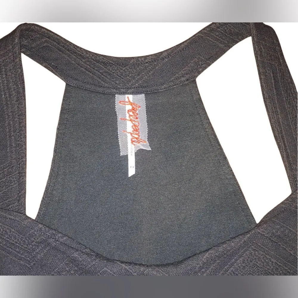 Free People charcoal Knit Mini Dress with sheer cutouts Sz Med - Image 3