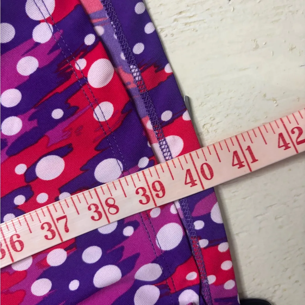 Bob Mackie Polka Dot Medley Print Dress Size XL Red Purple White Waist Tie New V - Image 4