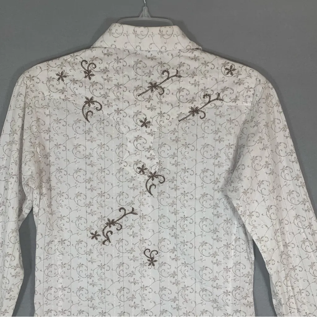 Wrangler Womens XS Pearl Snap Long Sleeve Embellished Western Shirt Embroidered - Image 8