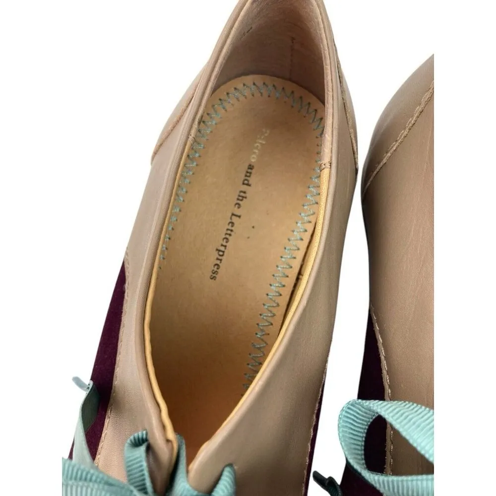 Pilcro And The Letterpress Mary Jane Shoes Women’s Size 7 Brugundy Tan Retroglam - Image 4