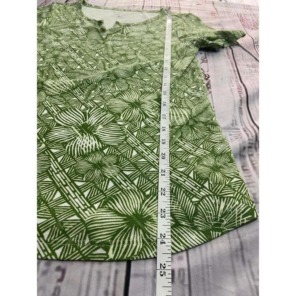 Chicos 0 Batik Tropic Tee Shirt Womens S Soft Fern Short Sleeve Cool Cotton Knit - Image 7