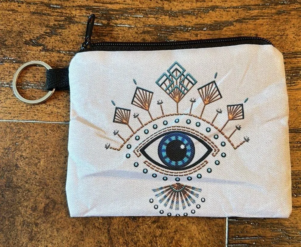 NEW Evil Eye White and Multicolor Evil Eye Miniature Bag / coin purse - Image 2