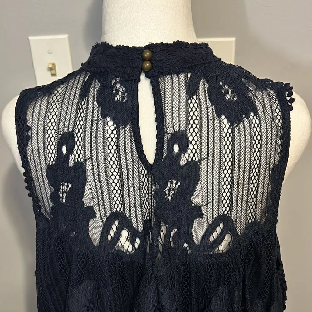 Maurice's Lace Midi Dress Sleeveless Mock‎ Neck Black Floral Romantic Party - Image 3