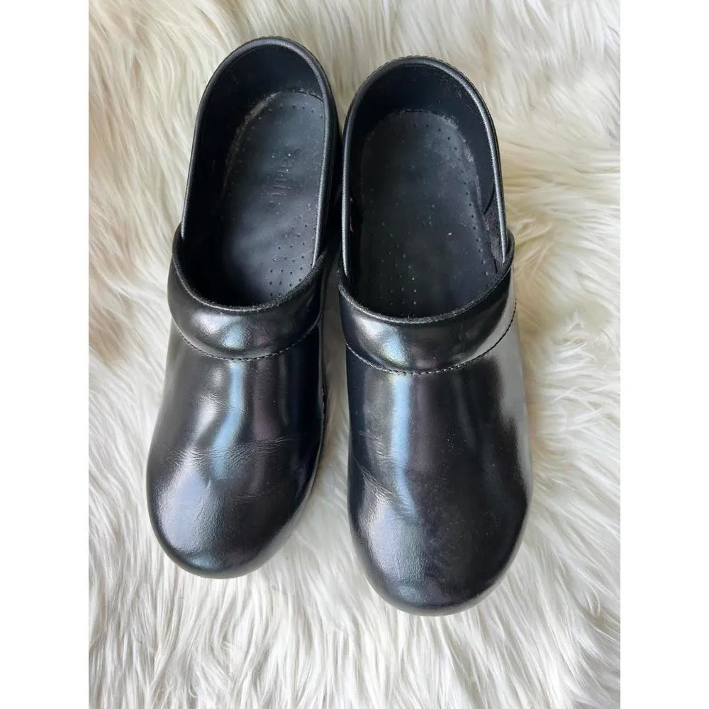 Sanita Black Leather Clogs - Image 5