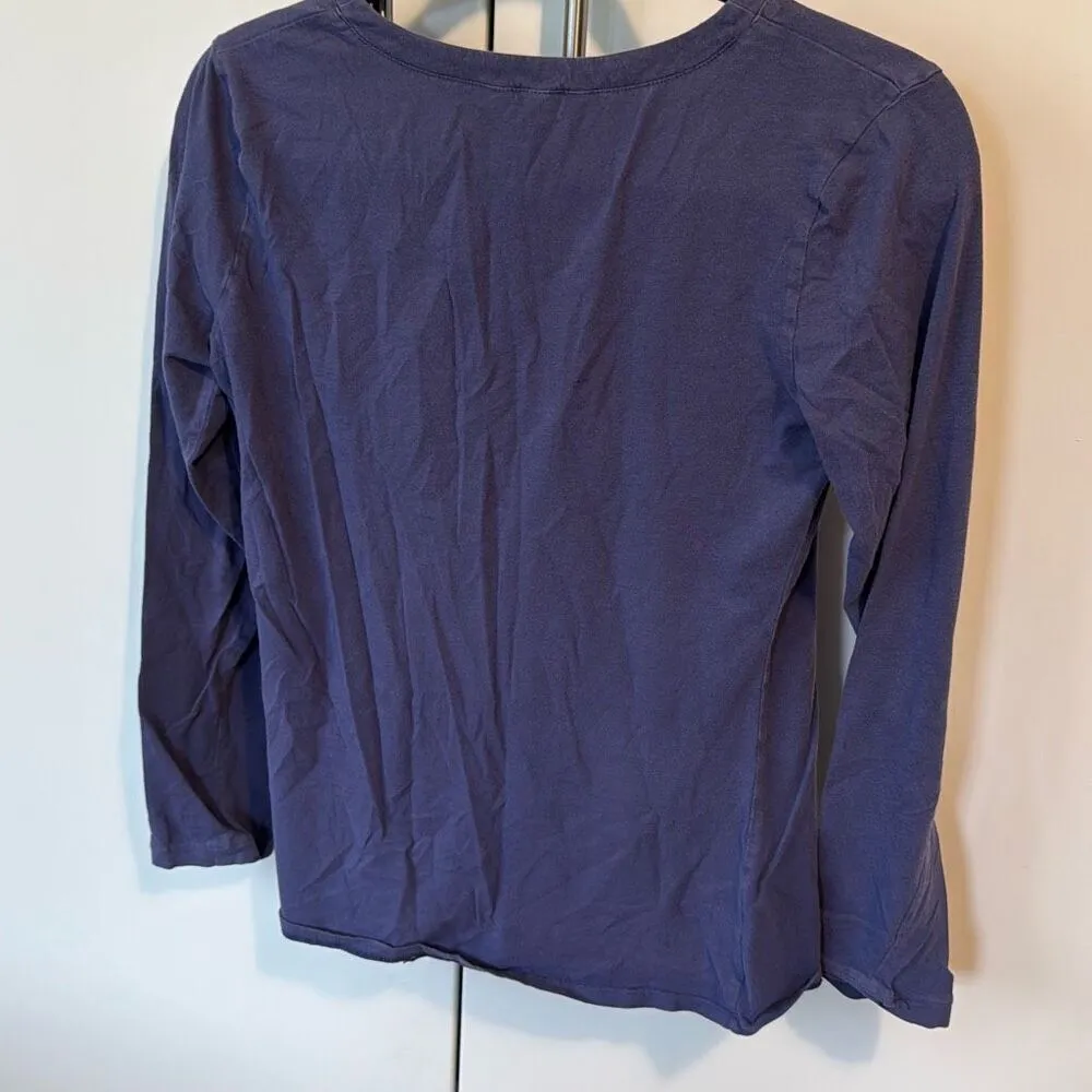 Banana Republic Womens Cotton vintage Top Sz Medium Purple Long Sleeve Slim Fit - Image 3