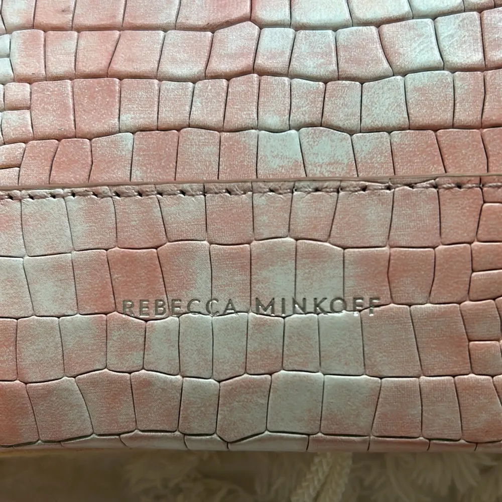 Rebecca Minkoff Pink and White Clutch Sleek Envelope Design - Image 5
