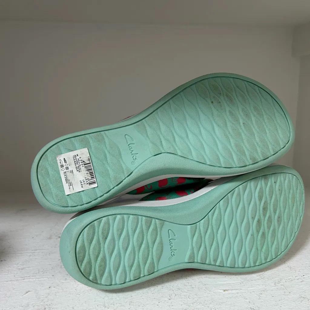Clarks Aqua and Pink Sandals - Image 6