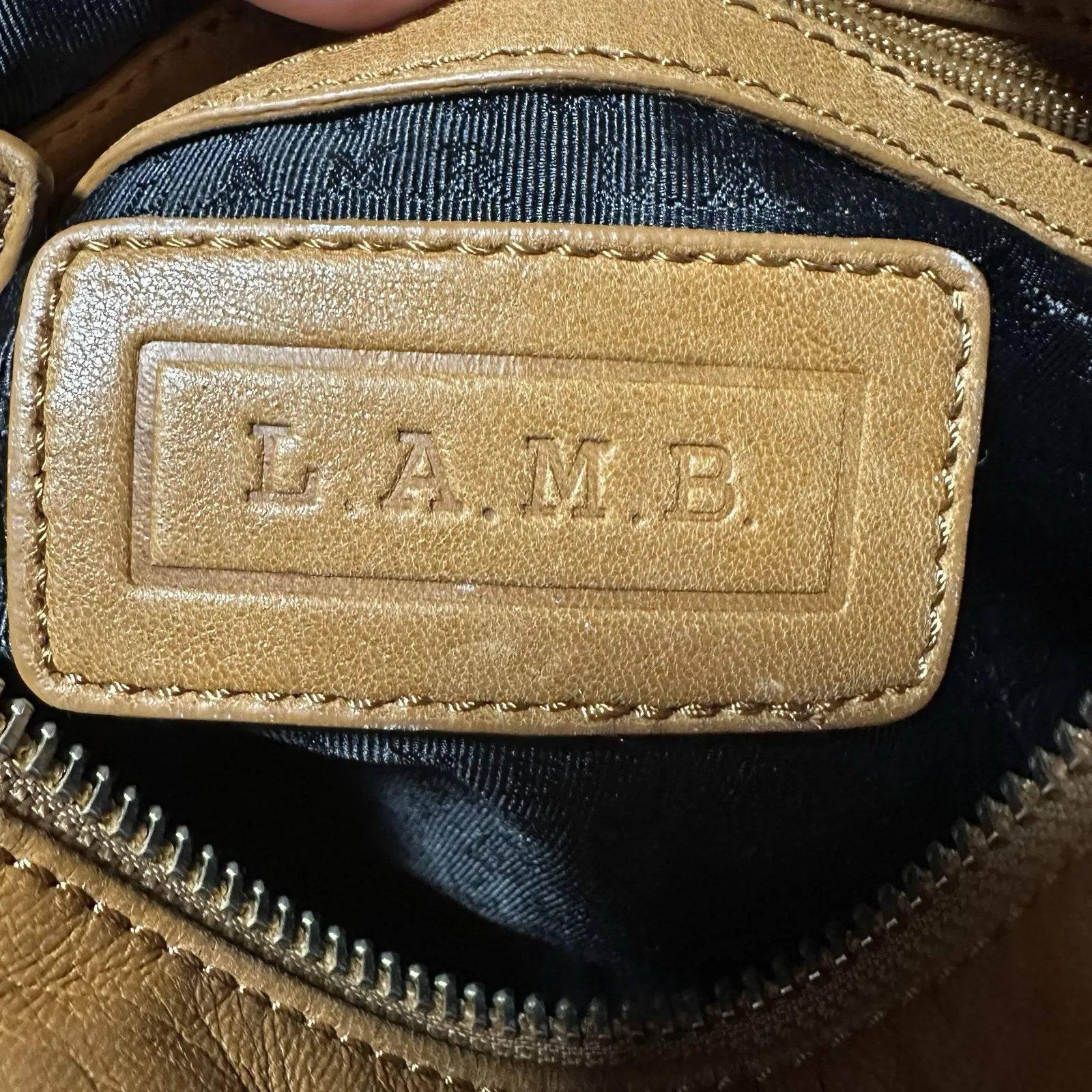 Y2K Designer L.A.M.B. Gwen Stefani Leather Crossbody Shoulder Bag Tan - Image 6