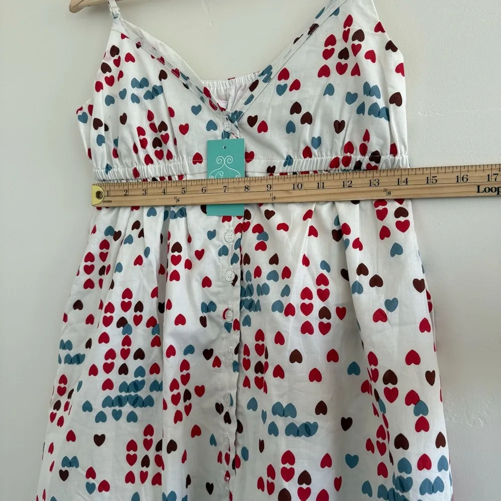 Aqua White Dress with Red and Blue Heart Pattern mini size L - Image 9