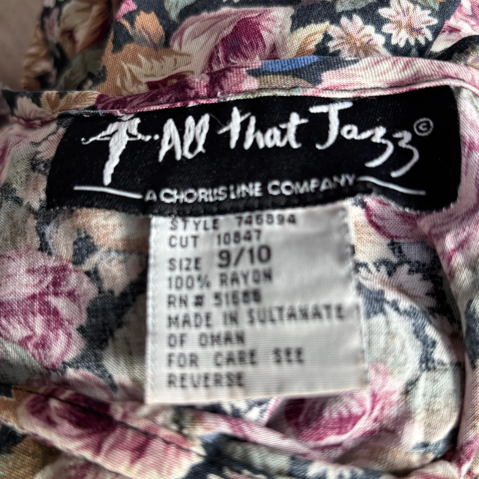 Vintage All That Jazz Dark Floral Rayon Maxi Dress Lace Up Back Romantic Cottage Black - Image 8