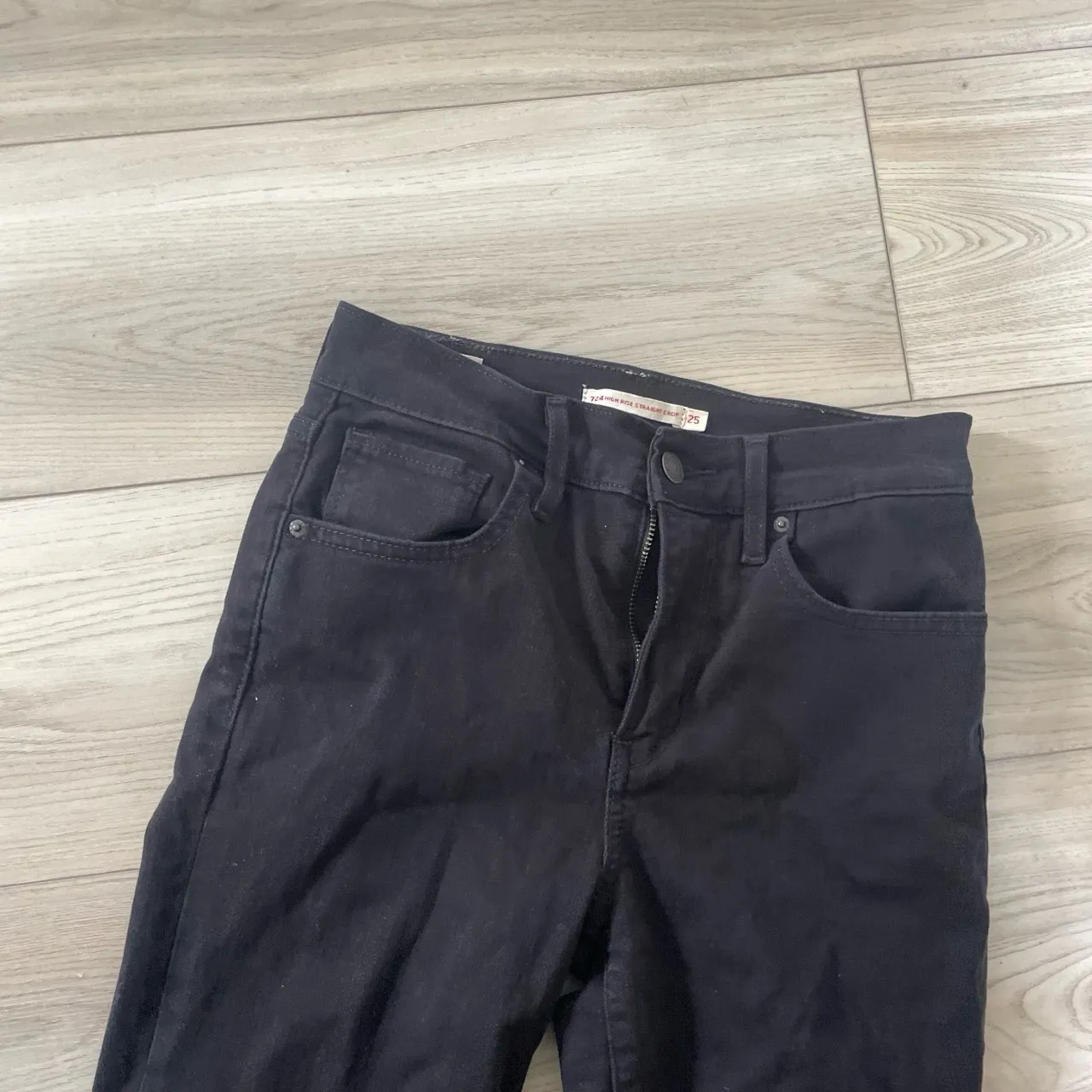 Levi's Womens Black Distressed High Rise Straight Crop Jeans‎ Size 25 - Image 4