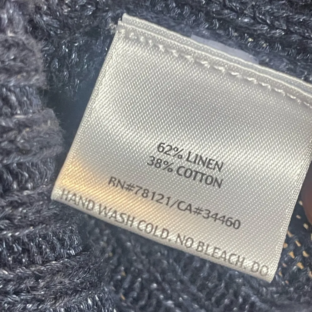 Eileen Fisher Navy Blue Linen Blend Double-Breasted Cardigan Leightweight Large - Image 12