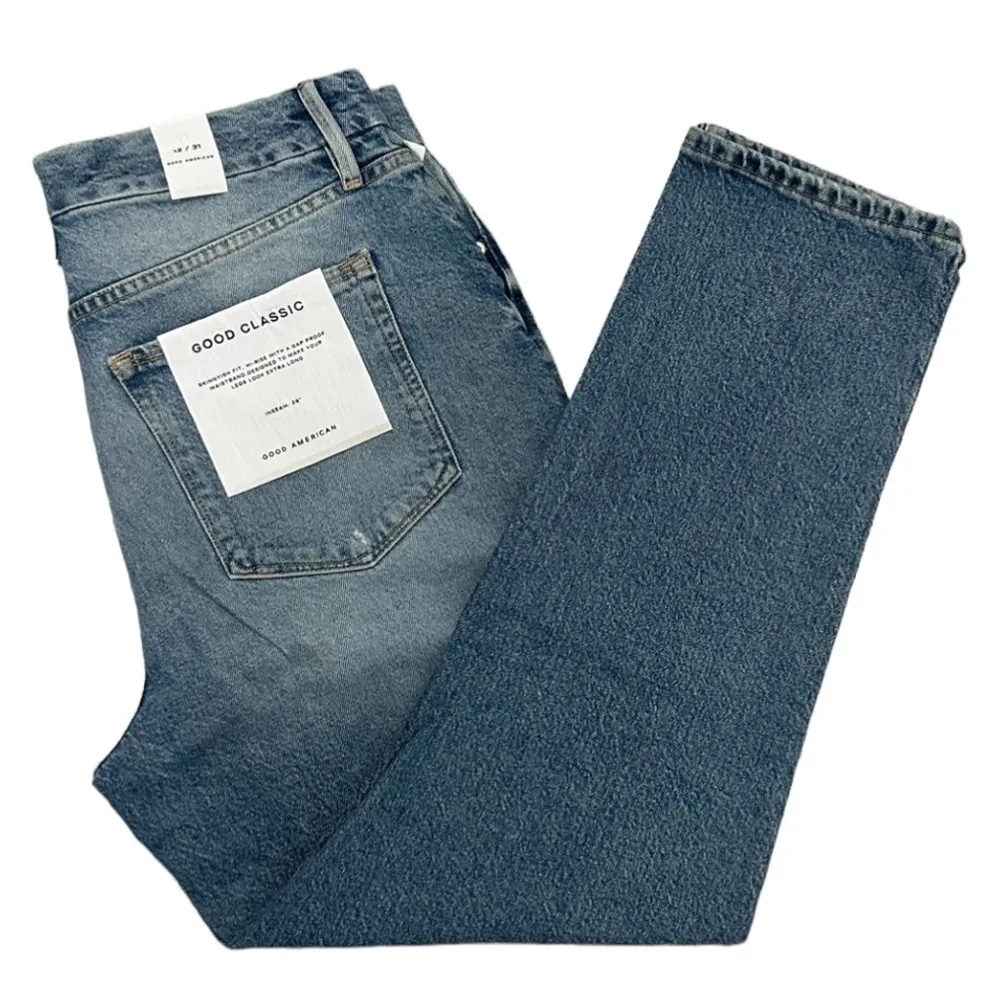 Good American Good Classic Distressed Straight Leg High Rise Jeans Size 12/31 - Image 6