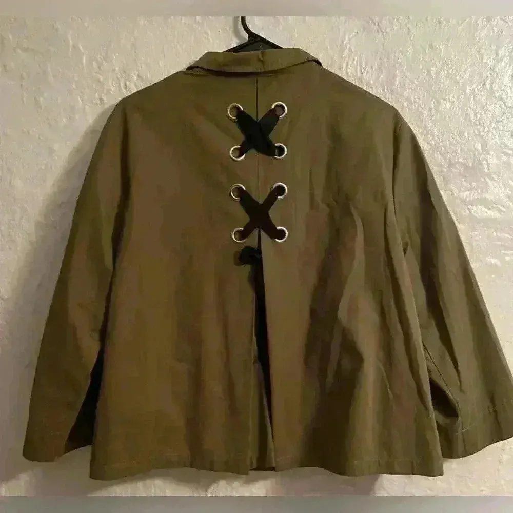 Eric Signature lined, army green, full zip jacket with sequined sleeves; size M Green Size M - Image 6