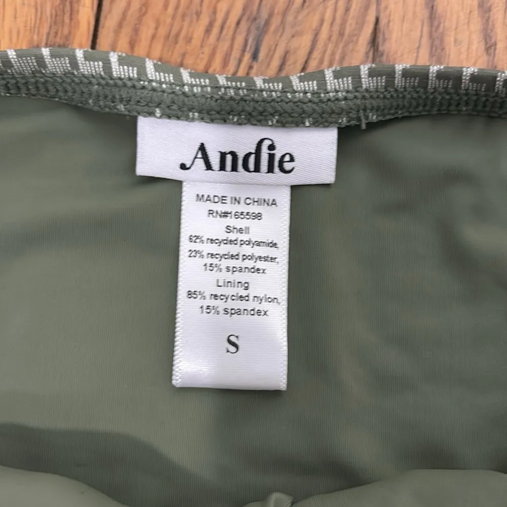 Andie Bikini Set Amor Top Classic Bikini Bottoms Seagrass size Small NWOT - Image 6