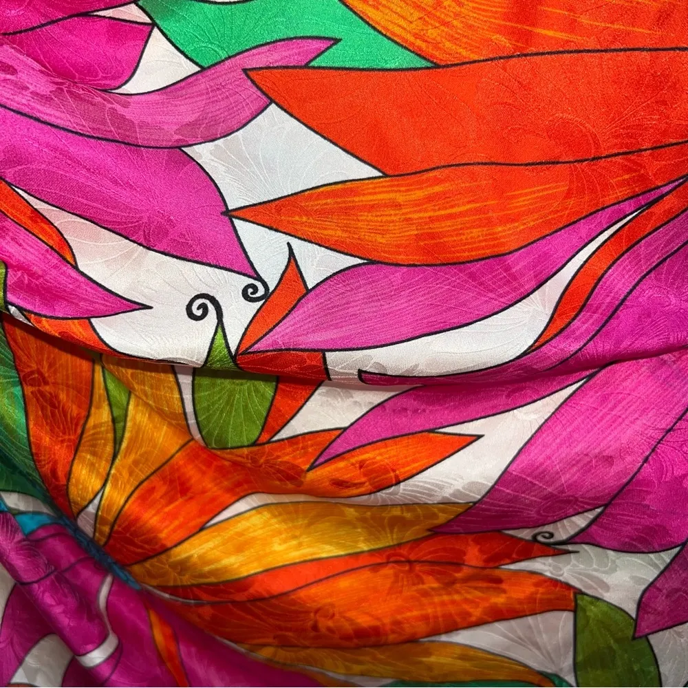 NEW NWT Ronny Kobo Gildo One Shoulder Silk Midi Dress In Jungle Floral Multiple Size L - Image 7