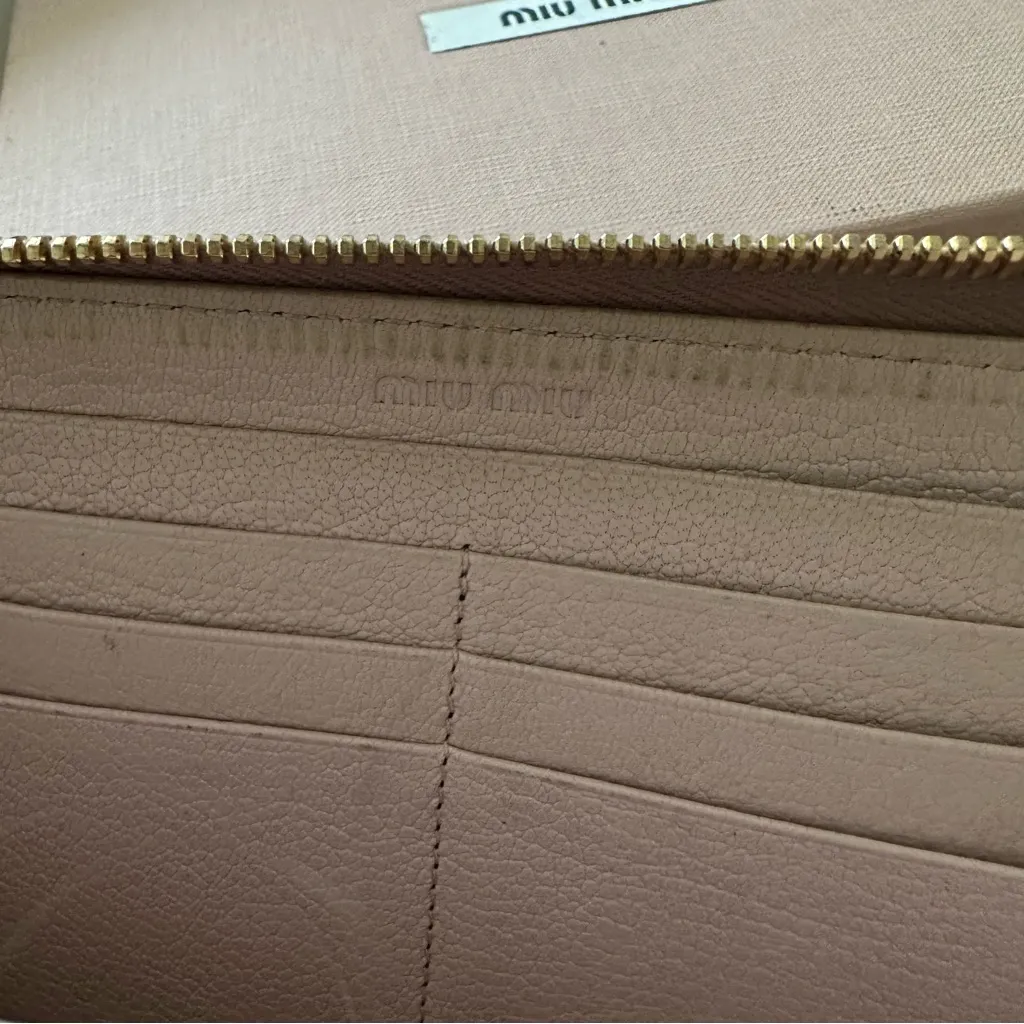 Miu Miu Blush Pink Leather Wallet with Bow - Image 5