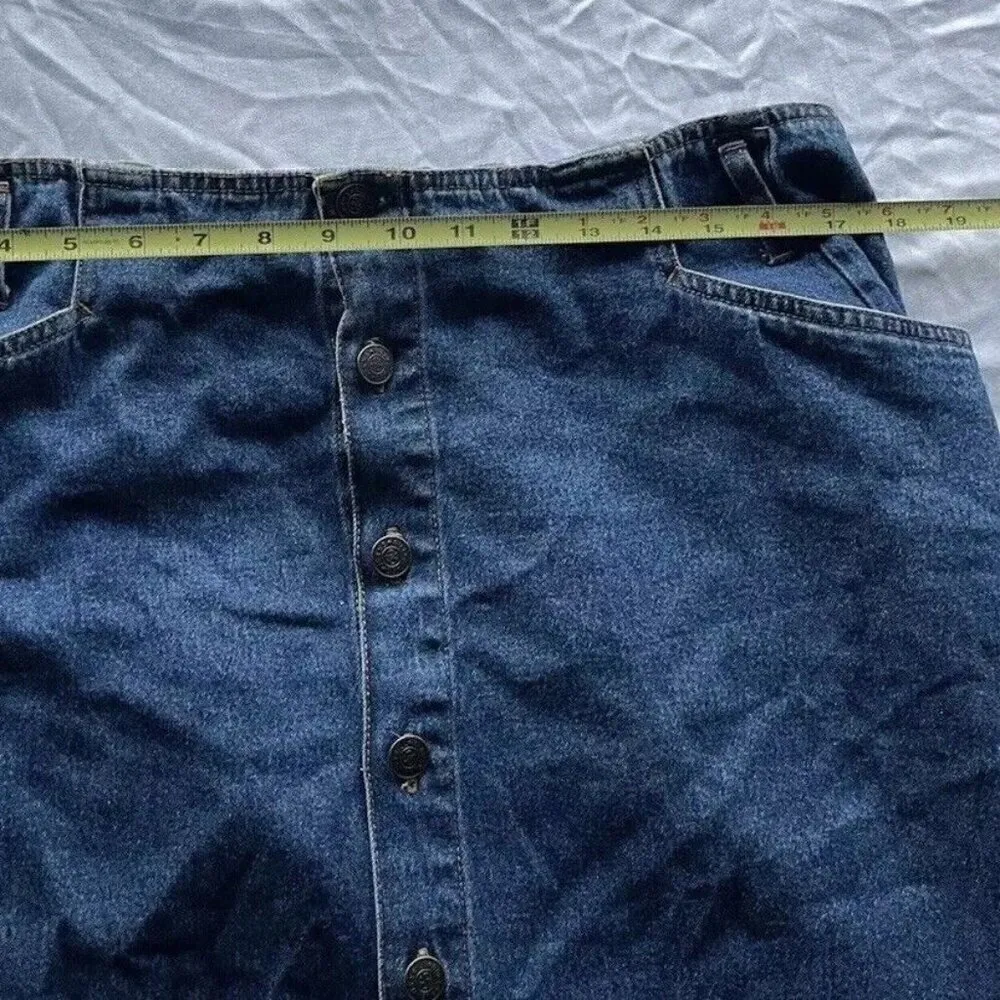 Vintage Bill Blass Women’s Below The Knee  Denim Blue Button Jean Skirt Sz 16 - Image 5