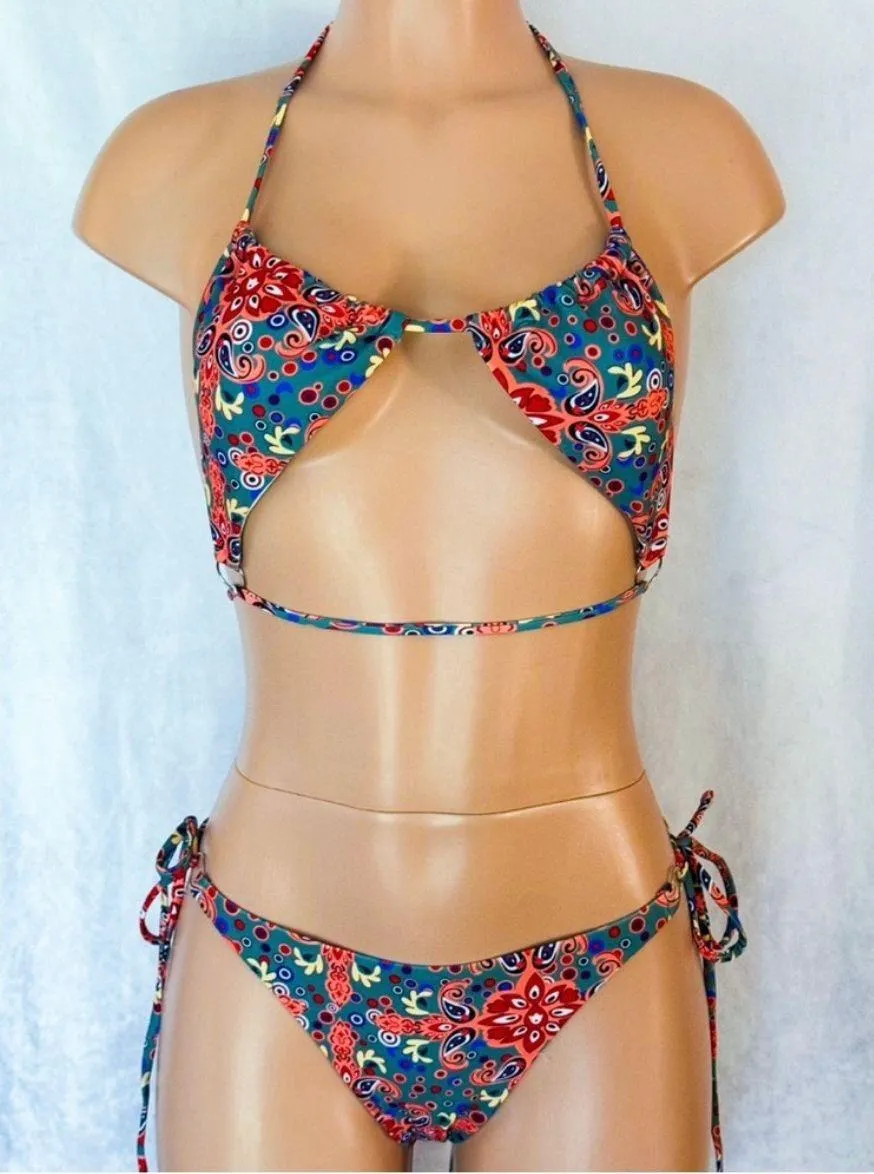 Multi-Colored, Boho, Bandana Abstract, Bikini Set - Image 2