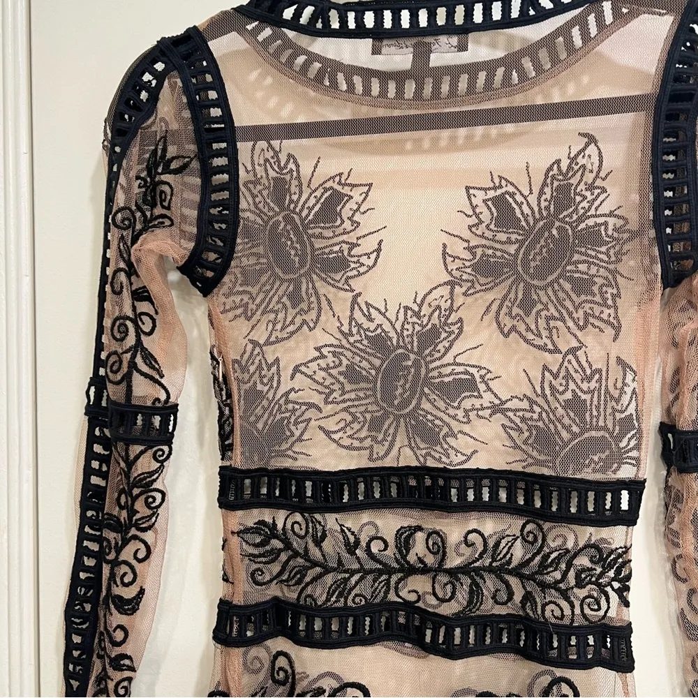 For Love and Lemons Desert Nights Mini Dress Black Embroidered Mesh - Image 8