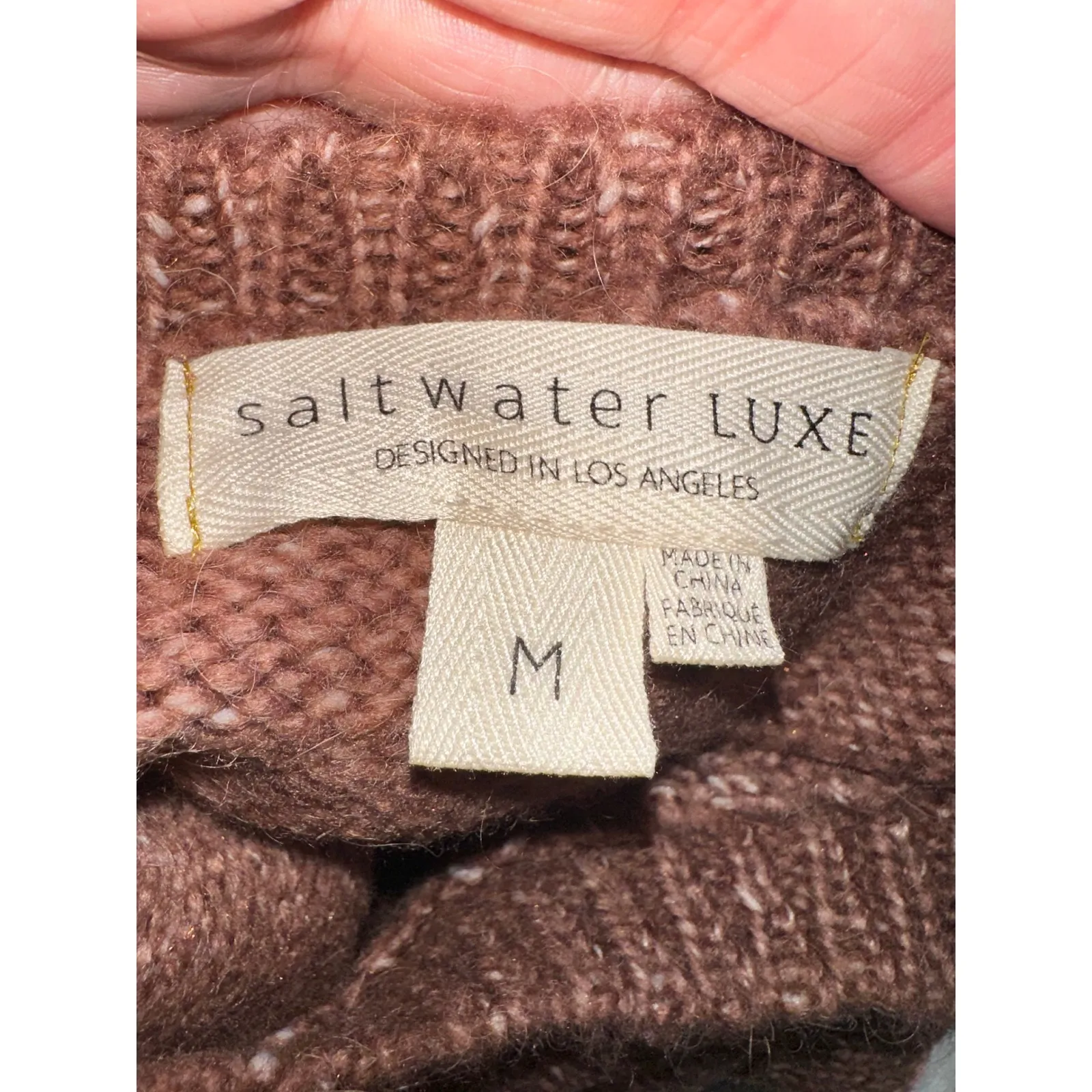 Saltwater Luxe Womens M Sweater Brown Crew Neck Knit Pullover Casual Top - Image 5