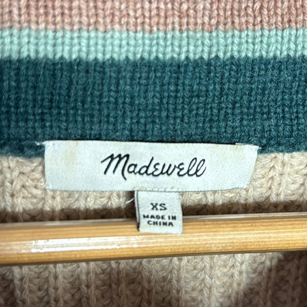 Madewell Tipped Forrest V-Neck Oversized Tennis Sweater Heather Birch size XS - Image 9