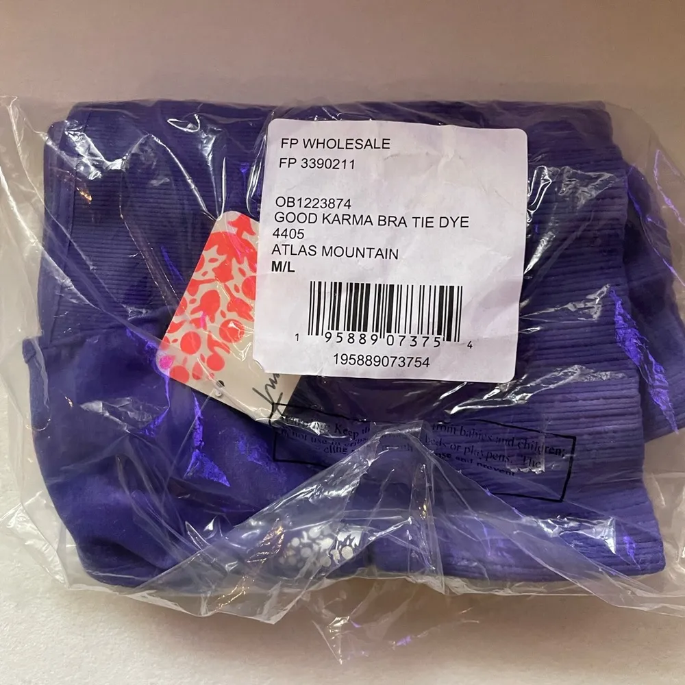 NWT Free People Good Karma Sports Bra Tie Dye Purple Size M/L Altas Mountain - Image 7