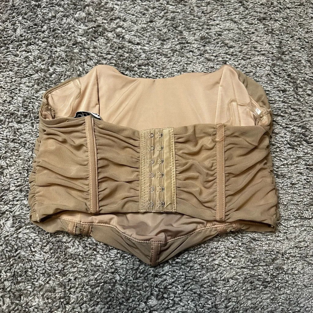 Tan Ruched Crop Top - Image 4
