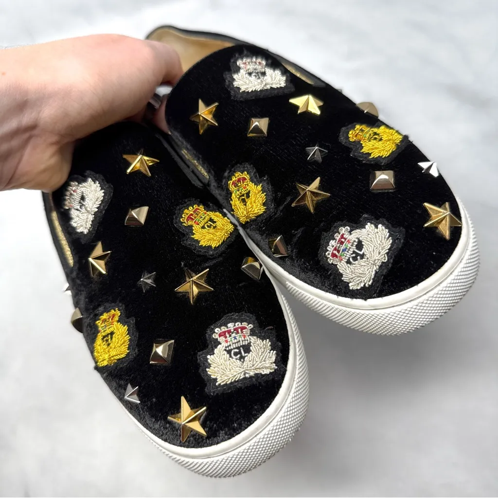Christian Louboutin Miss Academy Velvet Slip On Flat Sneaker Shoes Black 35 - Image 5