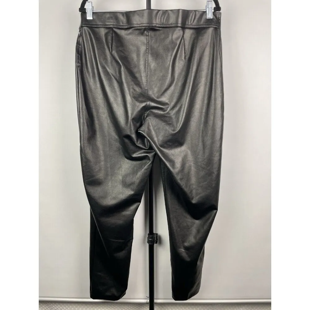 Vince‎ Camuto Black Faux Leather Pull On Elastic Waist Skinny Pants Size L - Image 5