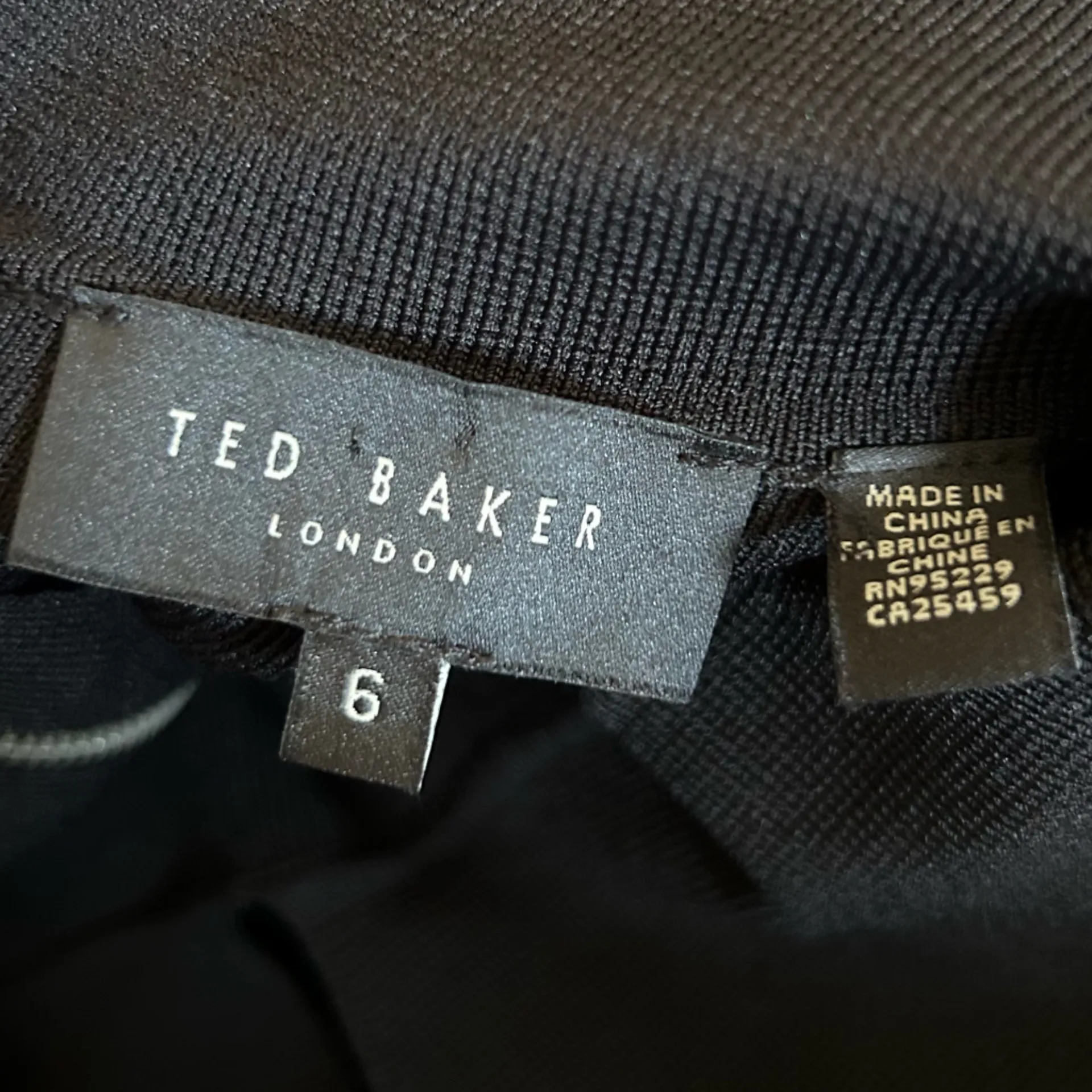 Ted Baker Leanno Black White Long Sleeve Collared Tweed Skirt Knee Length Dress - Image 5