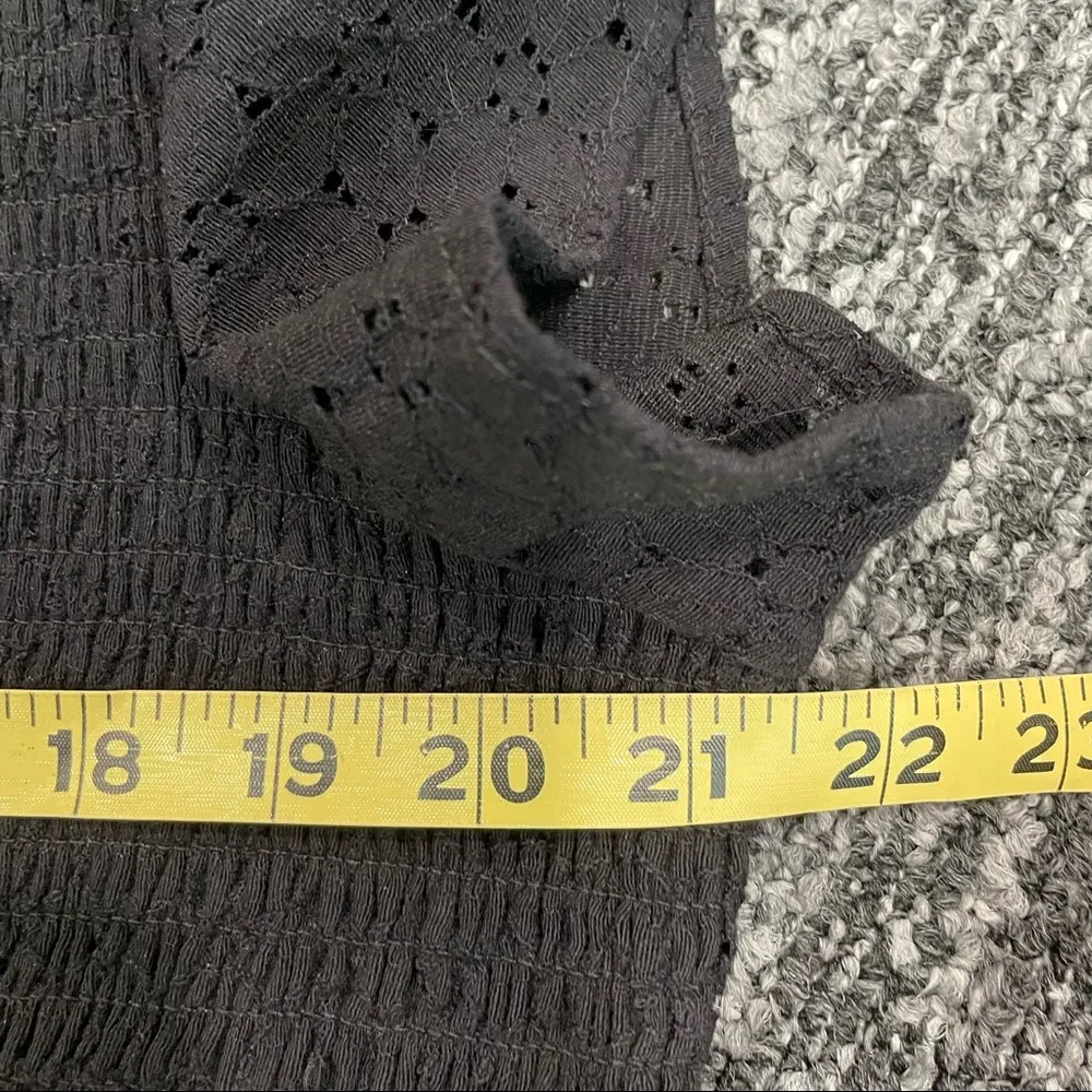 Torrid Sz 3X Black Square Neck Smocked Eyelet Peplum Top Short Sleeve - Image 12