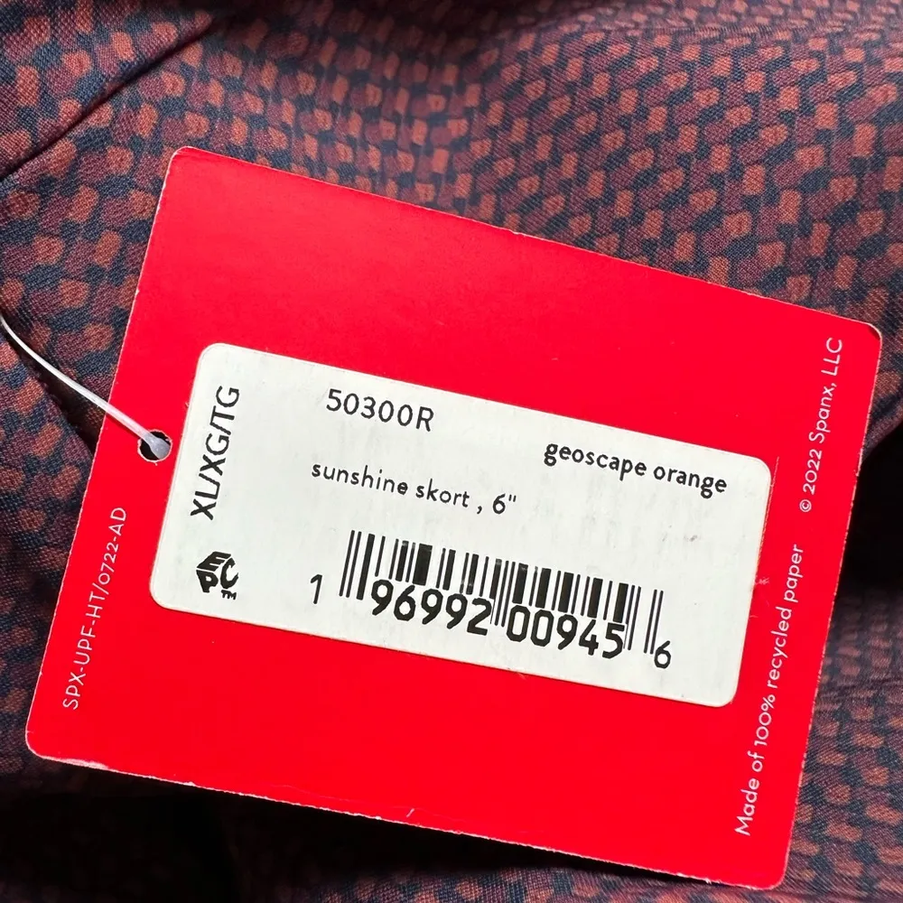 NEW SPANX Sunshine Skort Maroon Burgundy Geo Print Skirt Tennis Athleisure XL - Image 6