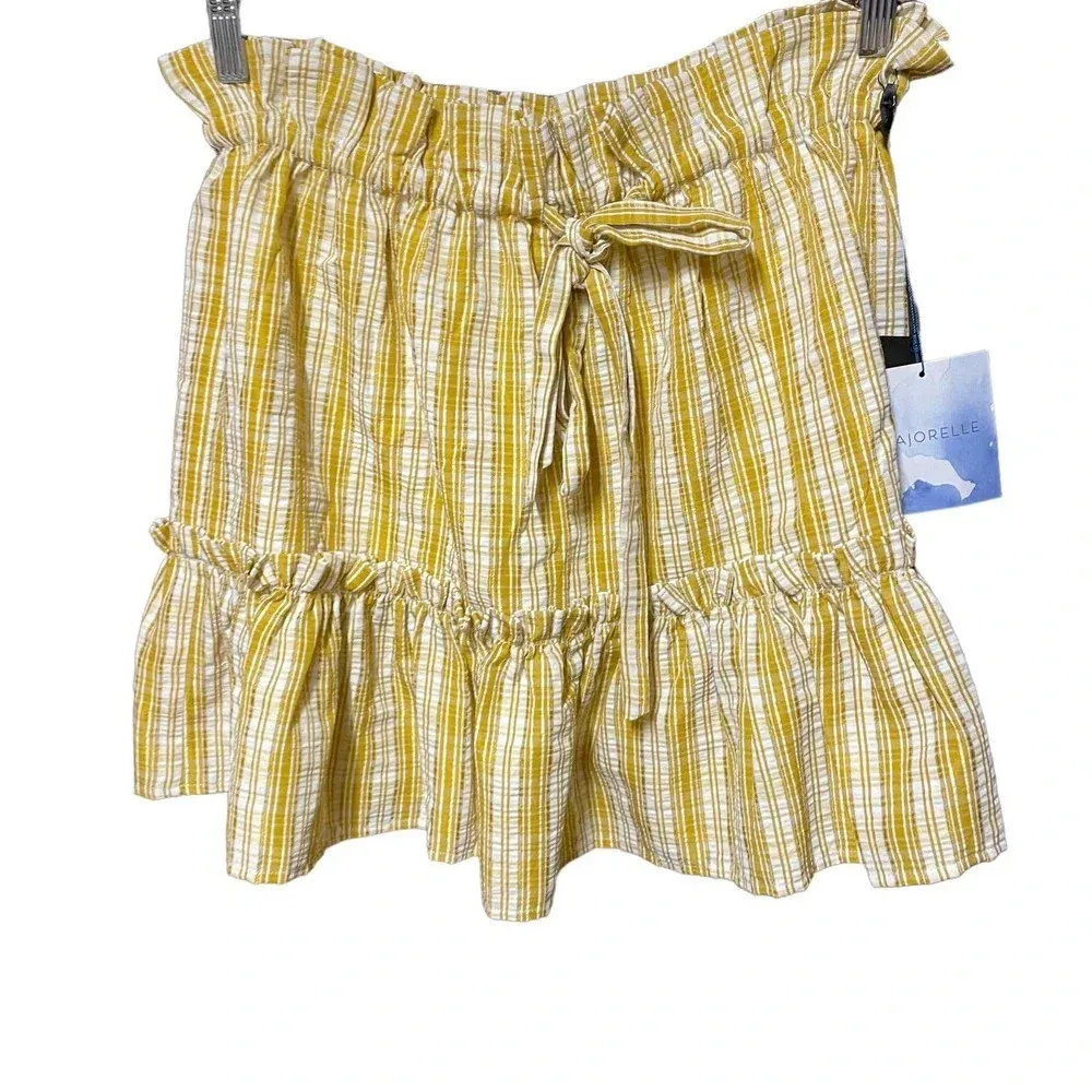 Majorelle Charlie Mini Skirt Yellow Plaid‎ Size Medium - Image 4