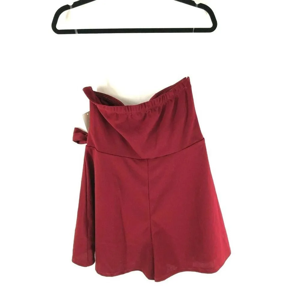 Max + Ash Mini Strapless Dress A Line Tie Red Size L Size L - Image 3