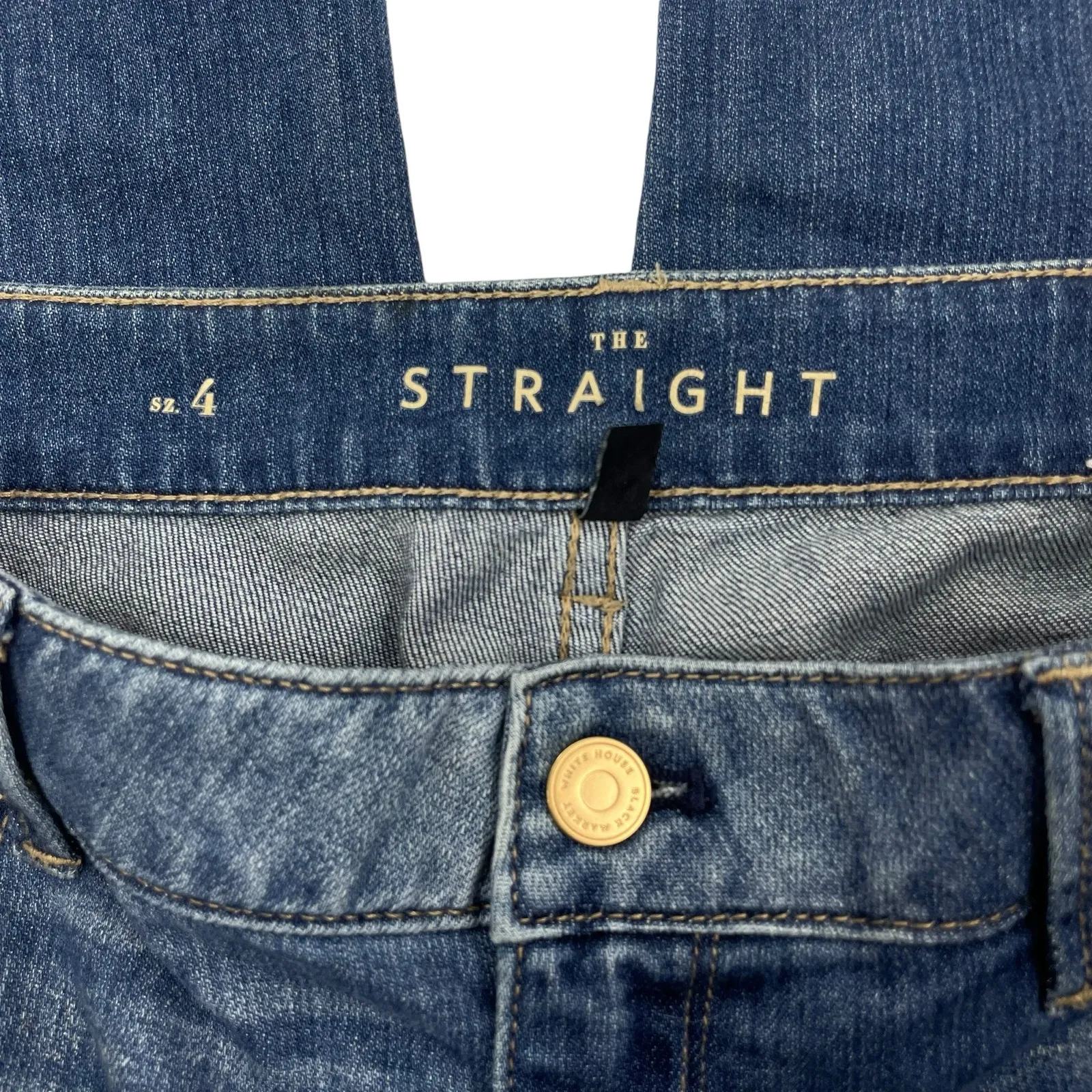 WHBM Tuxedo Mid Rise Straight Leg Crop Jeans Step Hem Med Wash Size 4 - Image 12