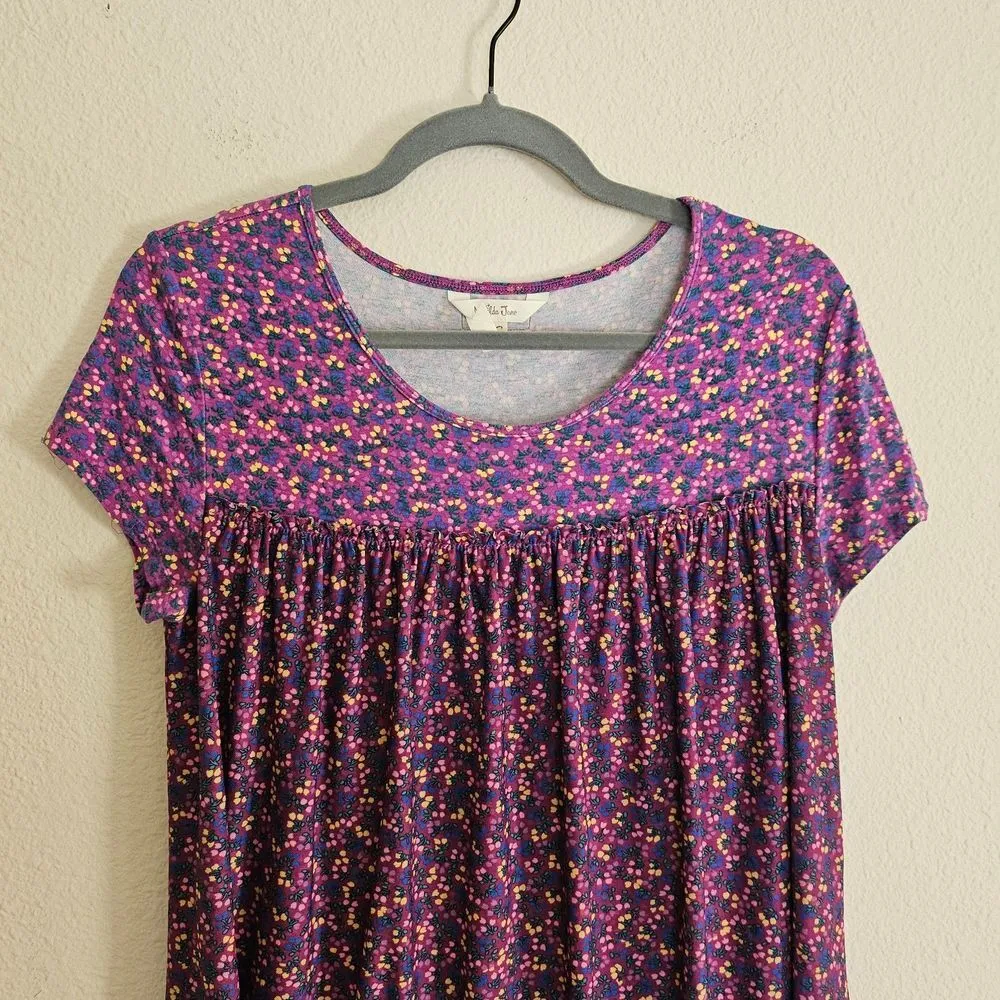 Matilda Jane Womens Walking On A Cloud Top Size S Floral Mesh Trim Purple - Image 4