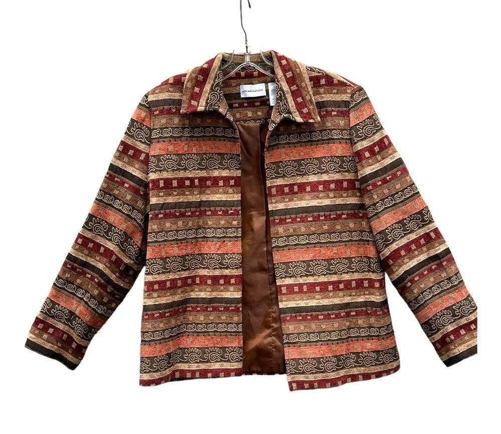 Vintage Alfred Dunner Lined southwestern colors open front jacket top. Size 10 - Image 2