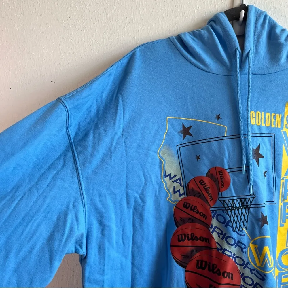 NBA Hoodie Golden State Warriors Oversized Graphic Hoodie Ombre Blue Sz XXL NWT - Image 10