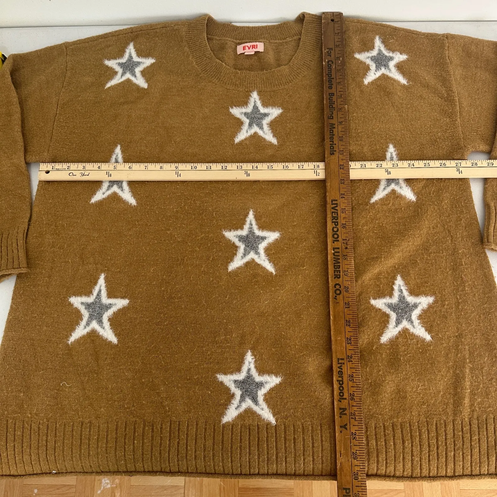 EVRI Women's Plus Size 3X Sweater Brown Star Print Long Sleeve Cozy Knit - Image 8