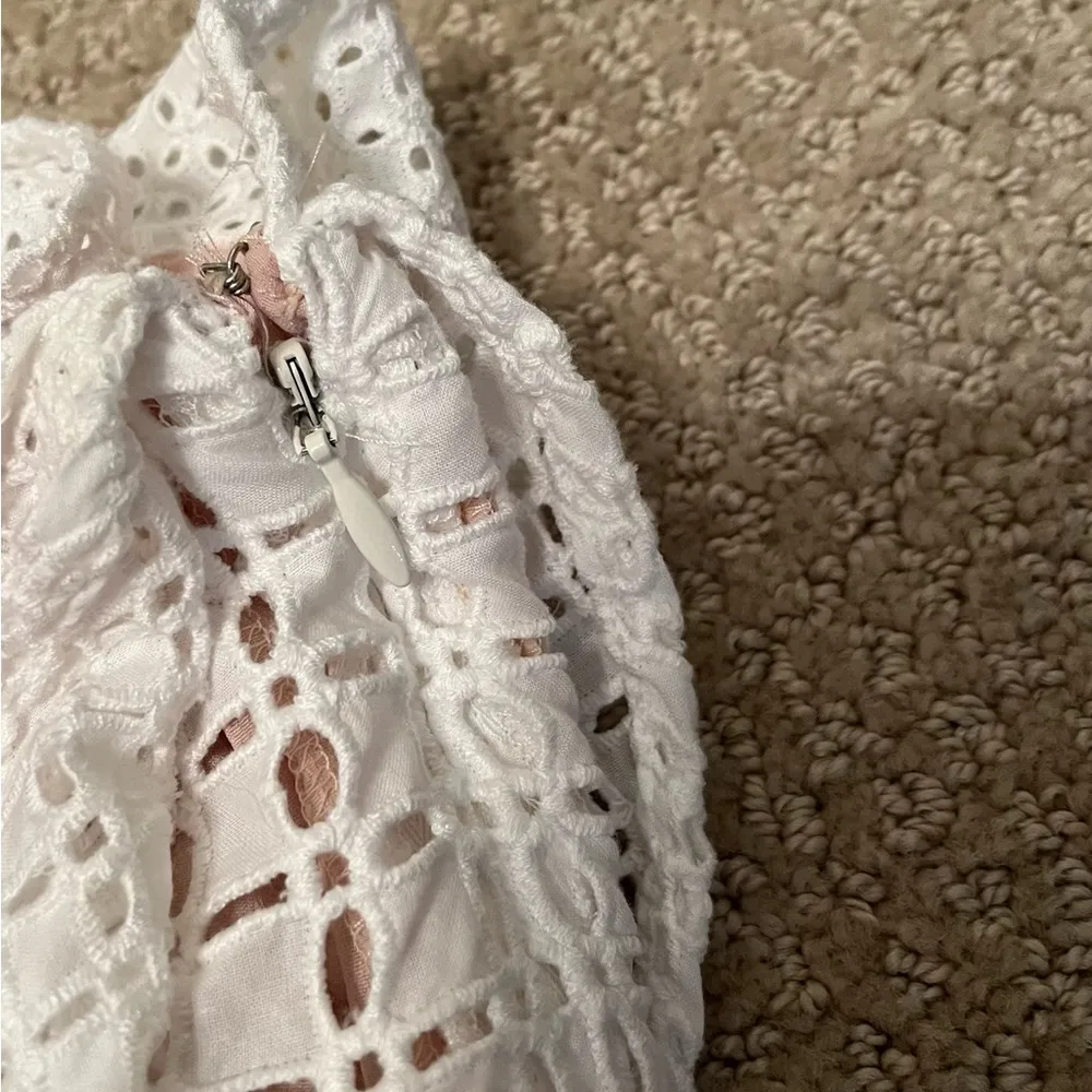 J Crew One Shoulder Eyelit Ruffle Blouse - Image 7