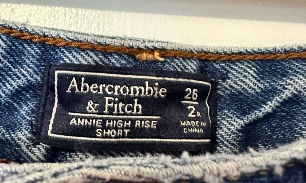 Abercrombie & Fitch Annie High Rise Distressed Shorts Womens 26 Jean Denim - Image 2