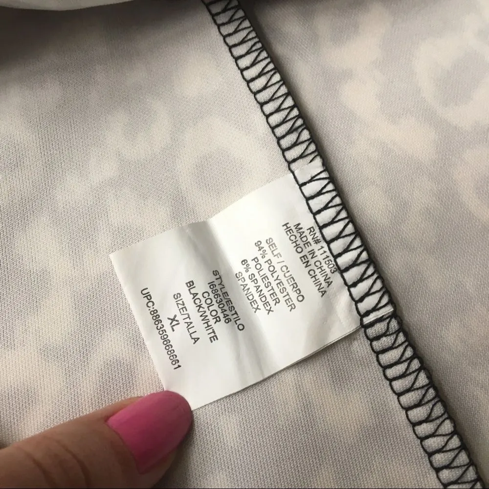 Lily Rose Leopard Animal Print Abstract Pull On Mini Skirt White Black XL Womens - Image 4