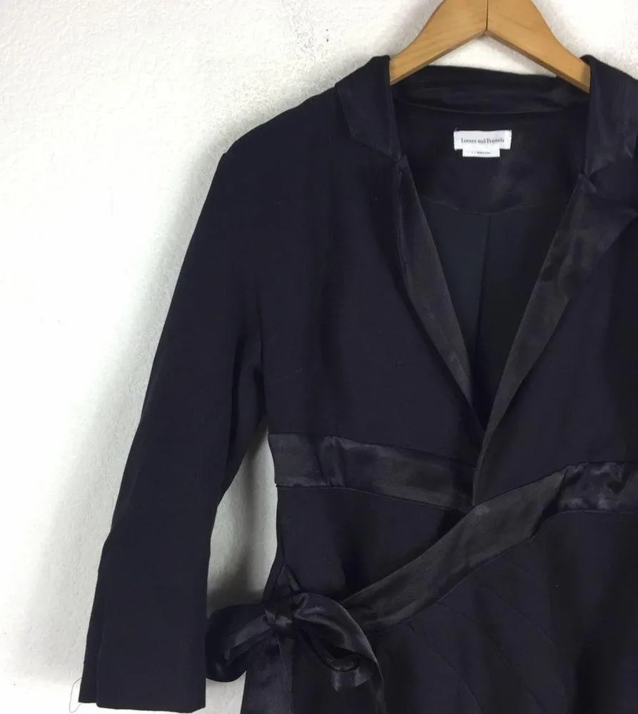 Lovers + Friends Yasmeen Black Satin Wrap Blazer Mini Dress Small - Image 9