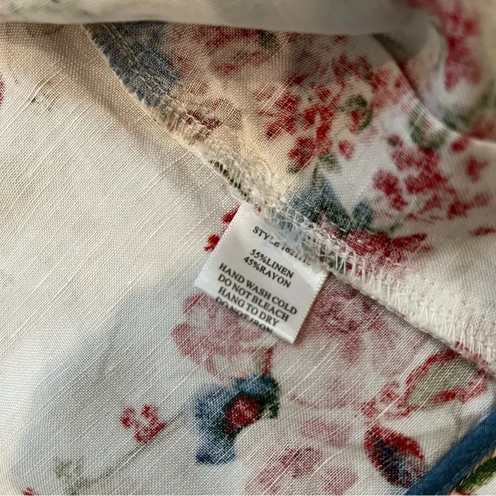 Current Air Linen Blend Floral Print Open Front Blazer, Sz S - Image 13