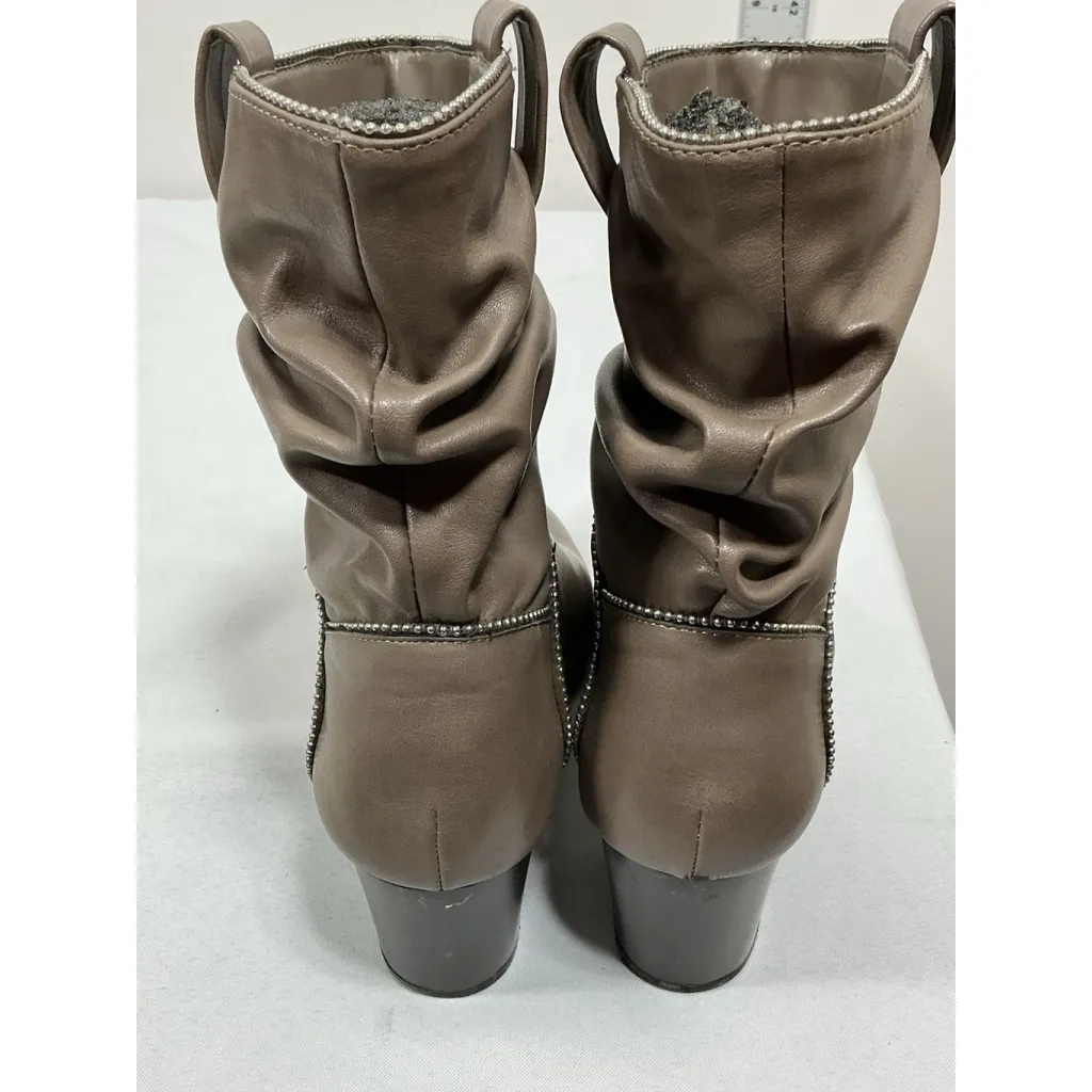 Womans Excellent White Mountain Smile Pull On Slouchy Ankle Boots 9 M Brown - Image 5