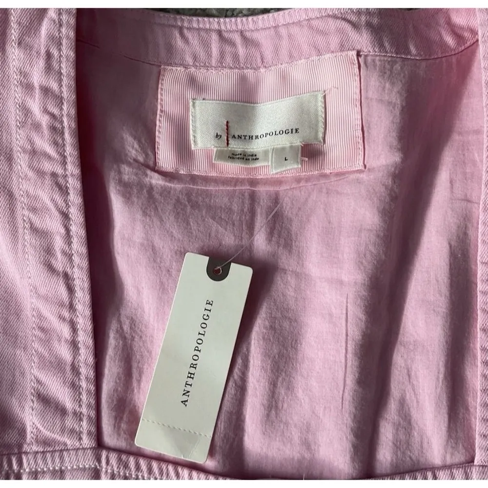 Anthropologie Long Sleeve Denim Babydoll Mini Dress Size Large NWT - Image 8