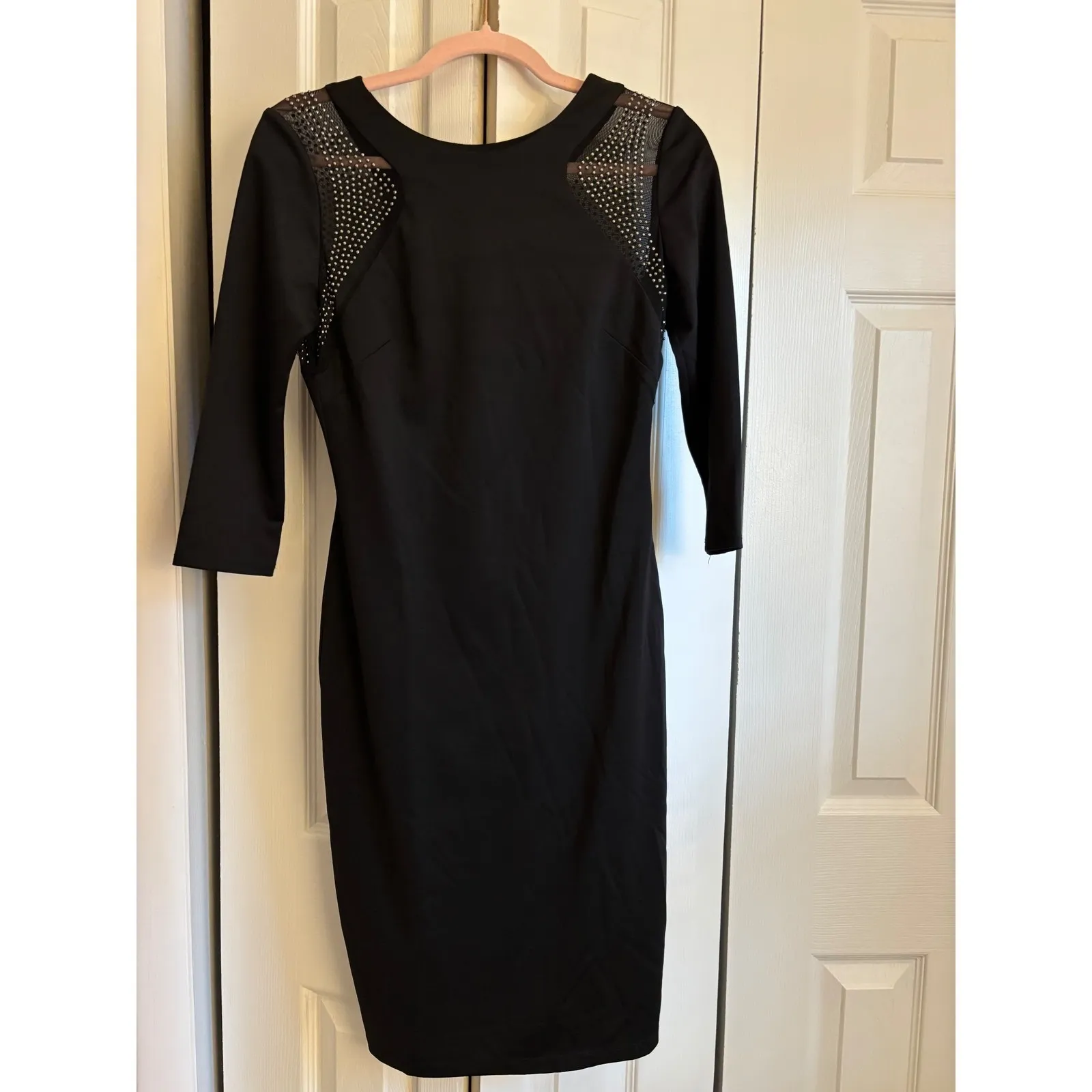Alexia Admor Studded Mesh-Detail Little Black Dress Size Small Originally $225 - Image 5