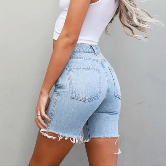 Revice Women’s Beverly Drive Button Fly Long Bermuda Denim Jeans Shorts Size 27 - Image 2